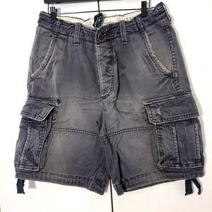Abercrombie & Fitch Y2K Cargo Shorts Mens 33 Gray Faded Baggy Grunge Paratrooper